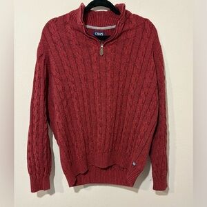 Chaps Red Cable Knit Quarter-Zip Sweater Men’s Large